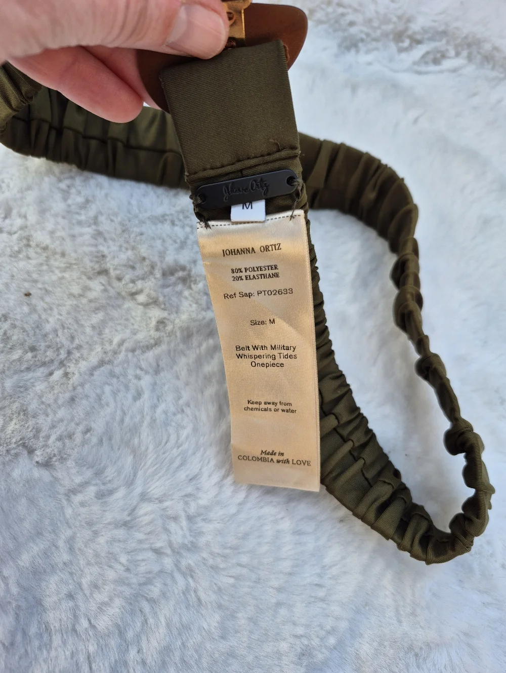 Johanna Ortiz Olive Weave Shell Belt Women Size Medium Resort Wear Designer - Picture 5 of 5